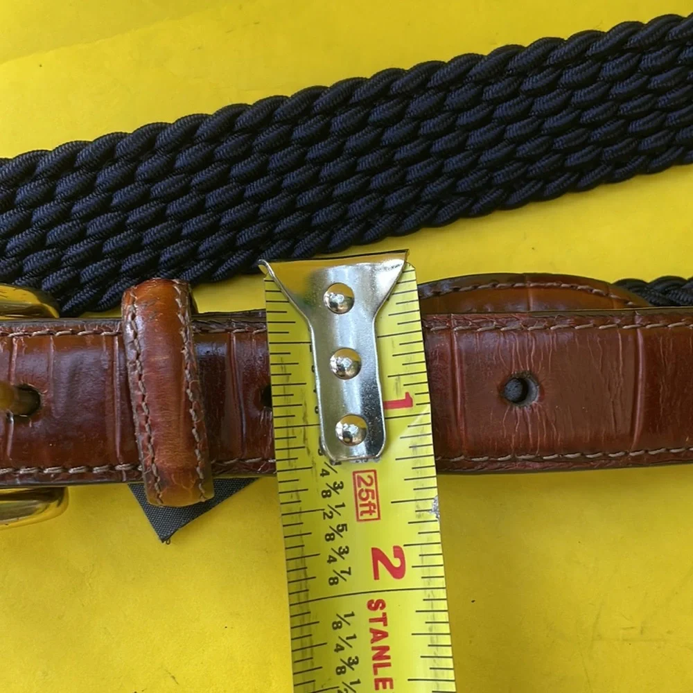 Vintage navy blue/gold with leather Brighton stretchy belt